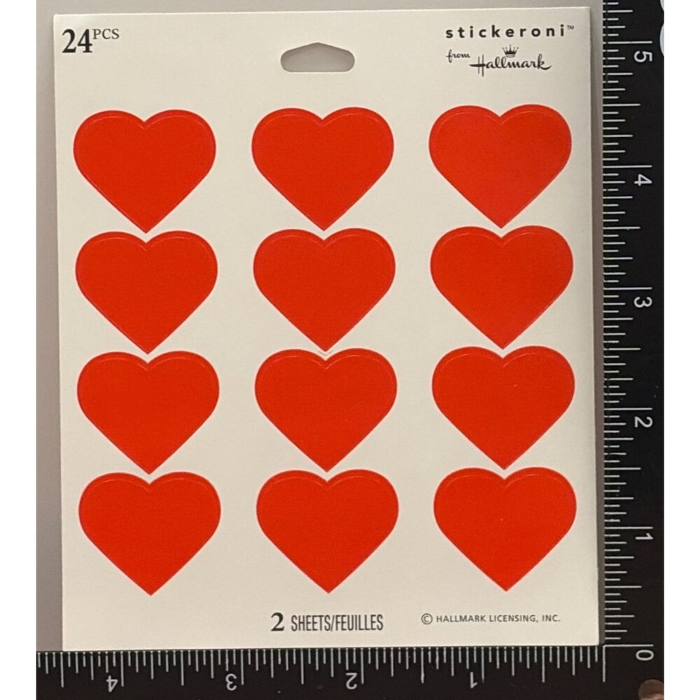2011 HALLMARK STICKERONI CLASSIC HEART SET OF 24 STICKERS 27-758-5844